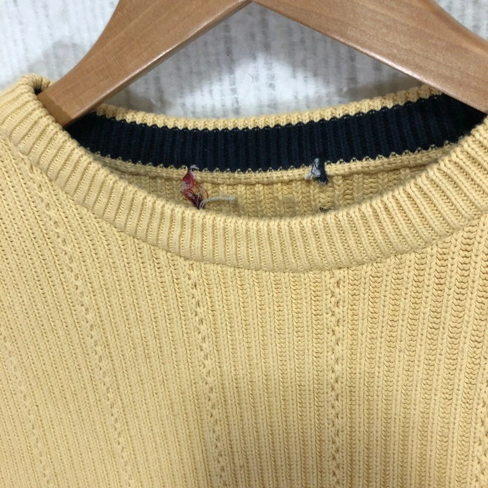 Chaps Knit Sweater Ribbed Crew Neck Pullover Classic Fit Yellow Size‎ (See Pics)